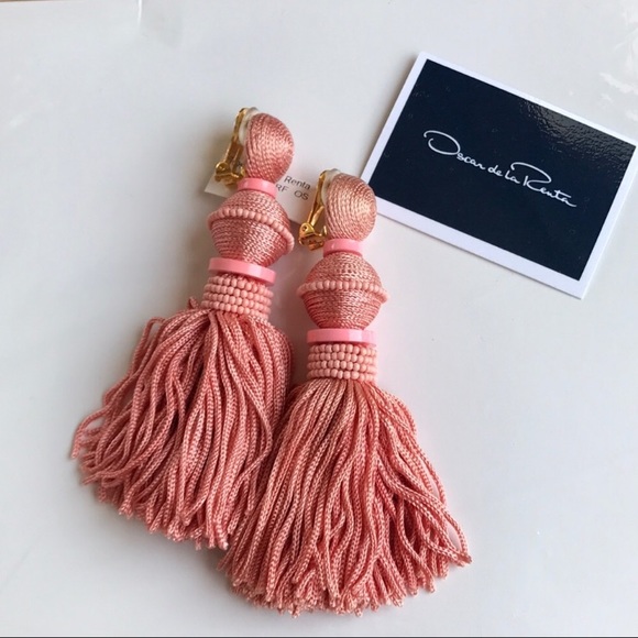Oscar de la Renta Ball tassel drop clip on earring - Picture 2 of 7